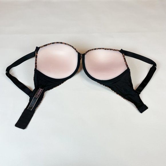 NWOT Victoria's Secret Bra 32DD Very Sexy Push-up Leopard Bling Straps Logo - Picture 7 of 10
